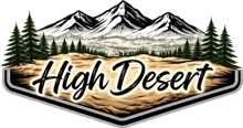 High Desert badge with the Three Sisters mountains and pines